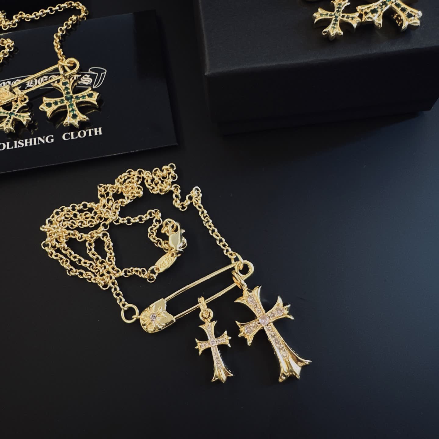 Chrome Hearts Gold Cross Pendant Necklace